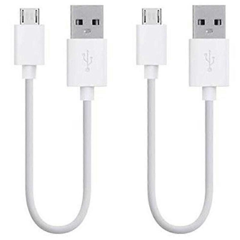 2 件装 20 厘米短数据传输充电器充电微型 USB 数据线适用于 Android 手机散装白色 Tpe 塑料