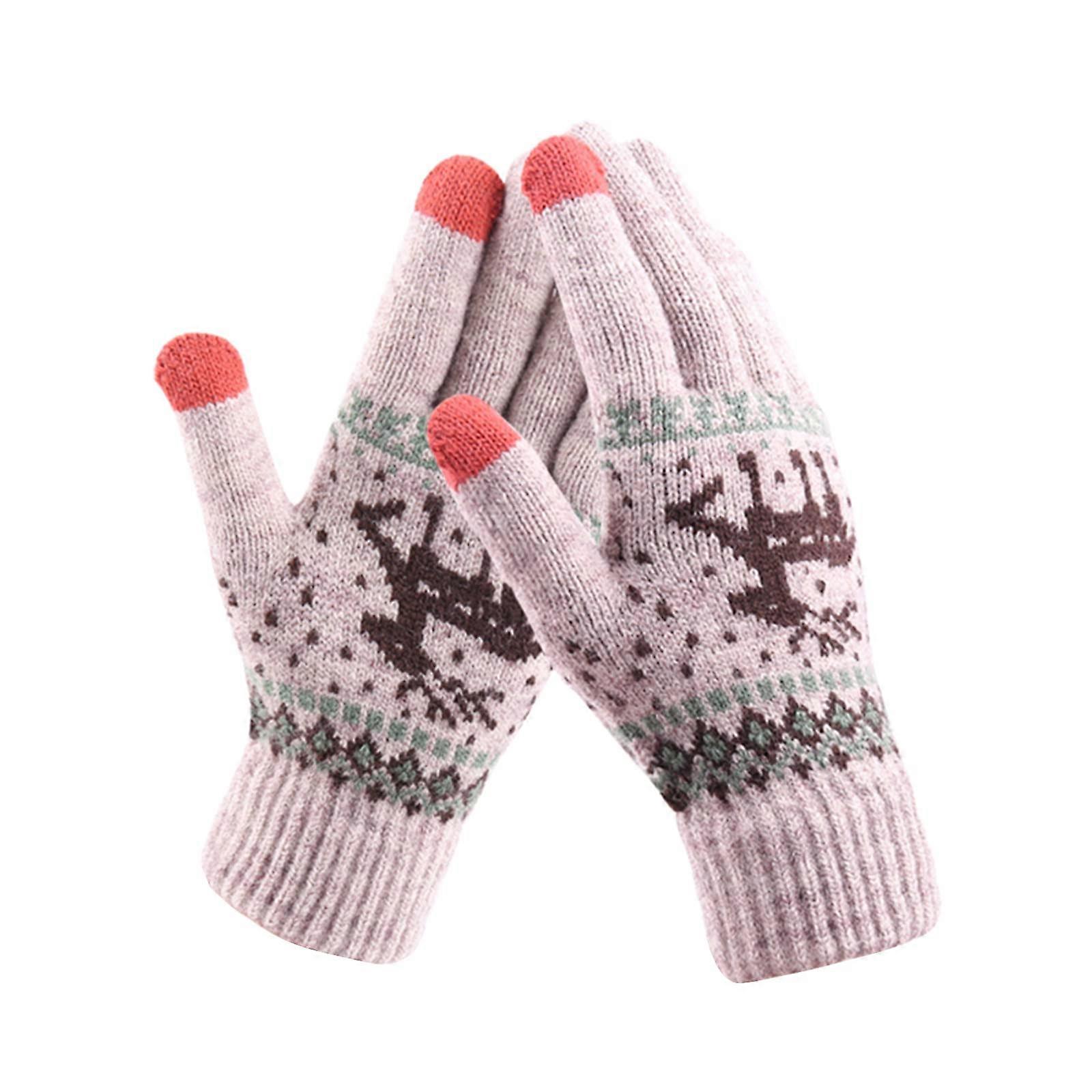 Winter Snowflake Touch Screen Gloves for Women, 1 Pair, Snowflake Pattern, Smartphone Compatible