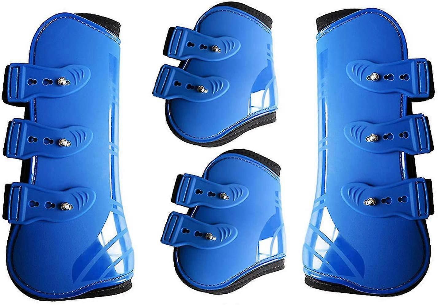 PXCL Front And Back Leggings Of The Horse-4 Neoprene Boots-protection Of The Horse's Legs-light And Adjustable Riding Gear-blue
