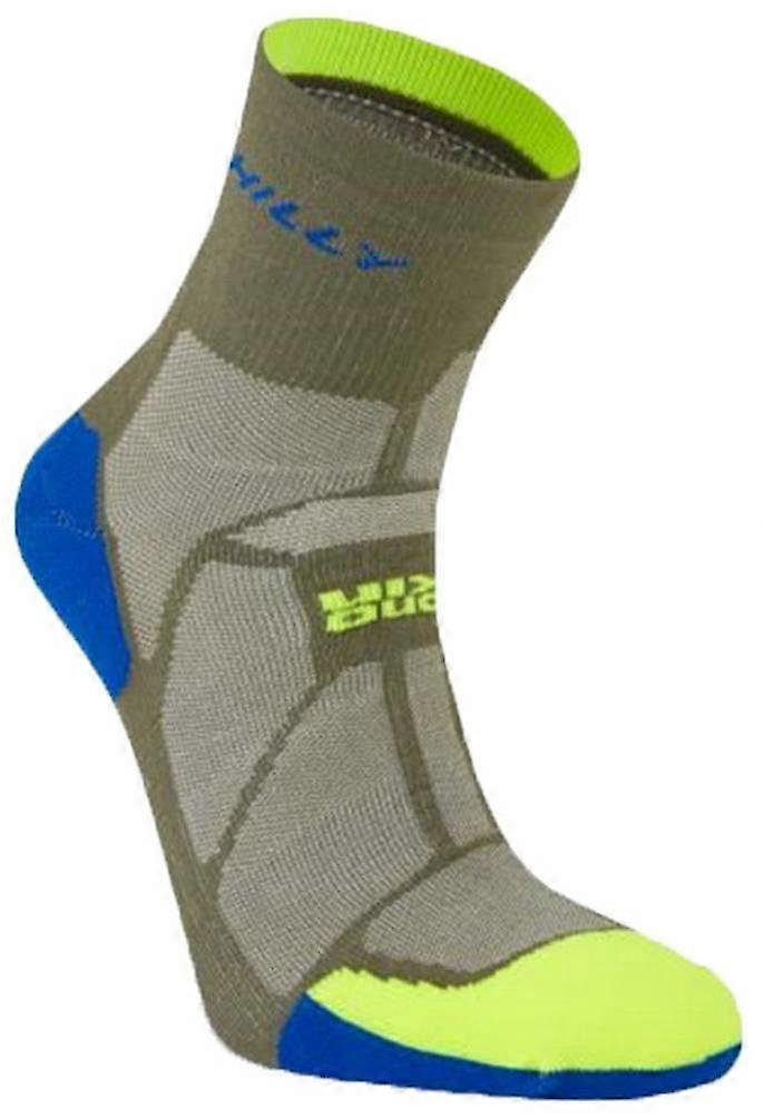 Hilly Marathon Fresh Anklet Socks - Olive Green/Fluo Yellow