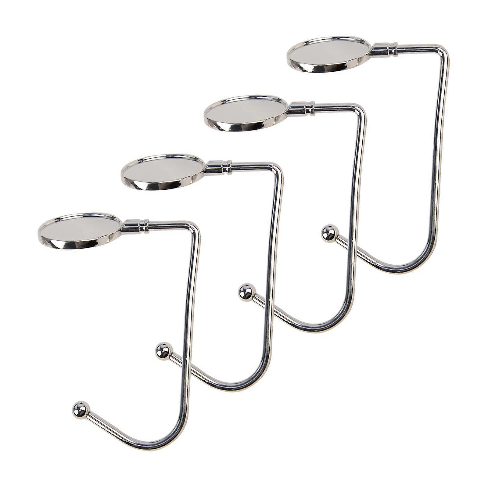 Set of 4 Silver Metal Stocking Holders for Mantle and Fireplace