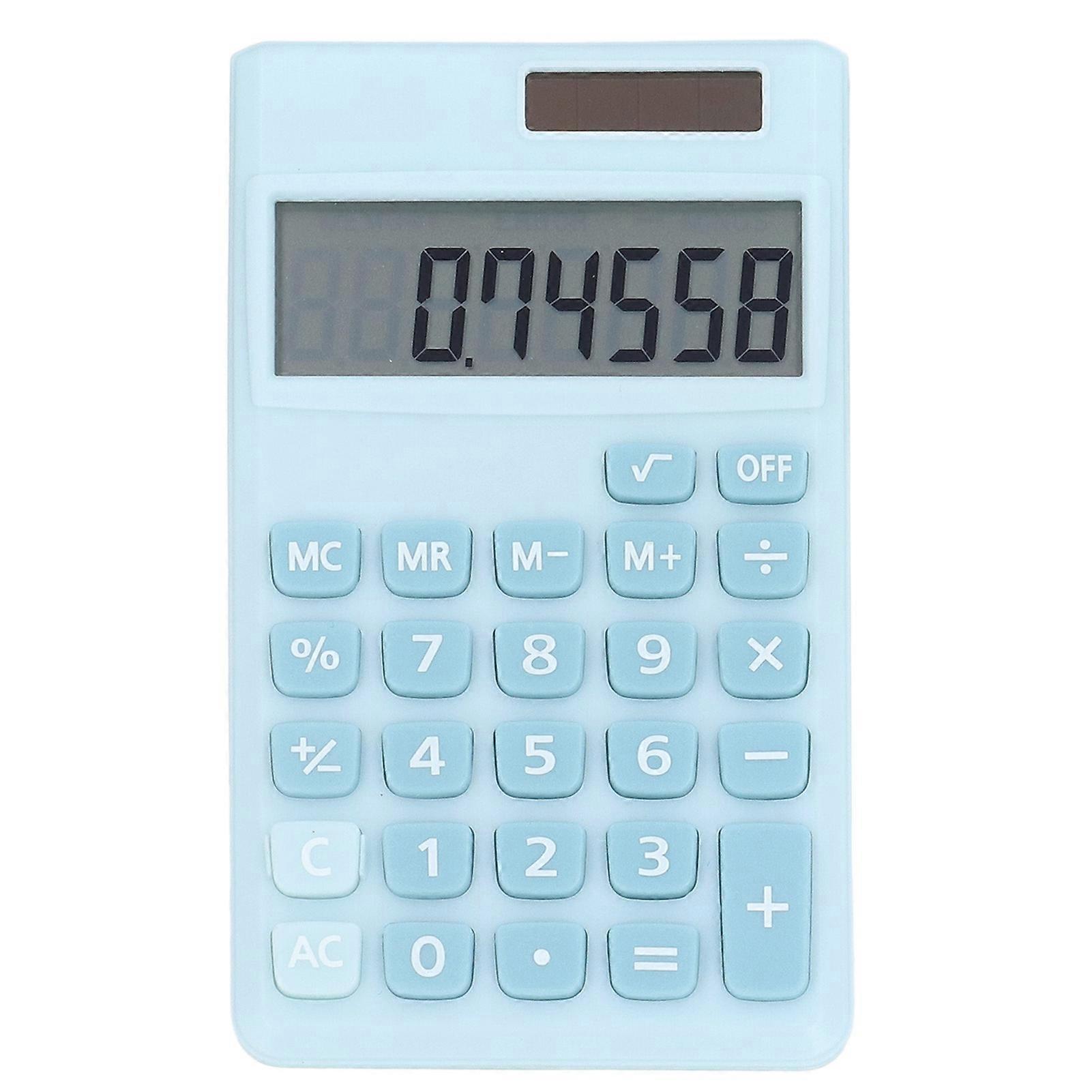 8-Digit Solar-Powered Pocket Calculator, Large LCD Display, Dual Power