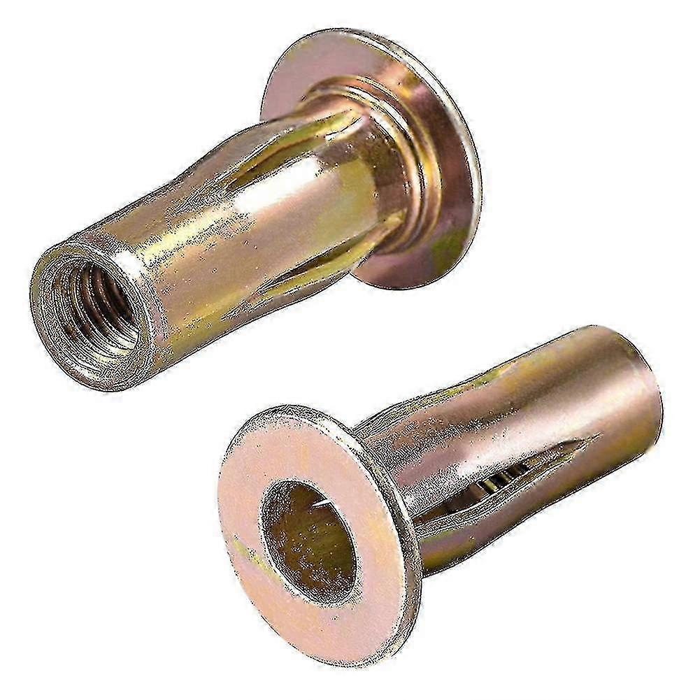 25pcs M8 Pre-bulbed Carbon Steel Flat Head Threaded Insert Rivet-nut with Color-plating