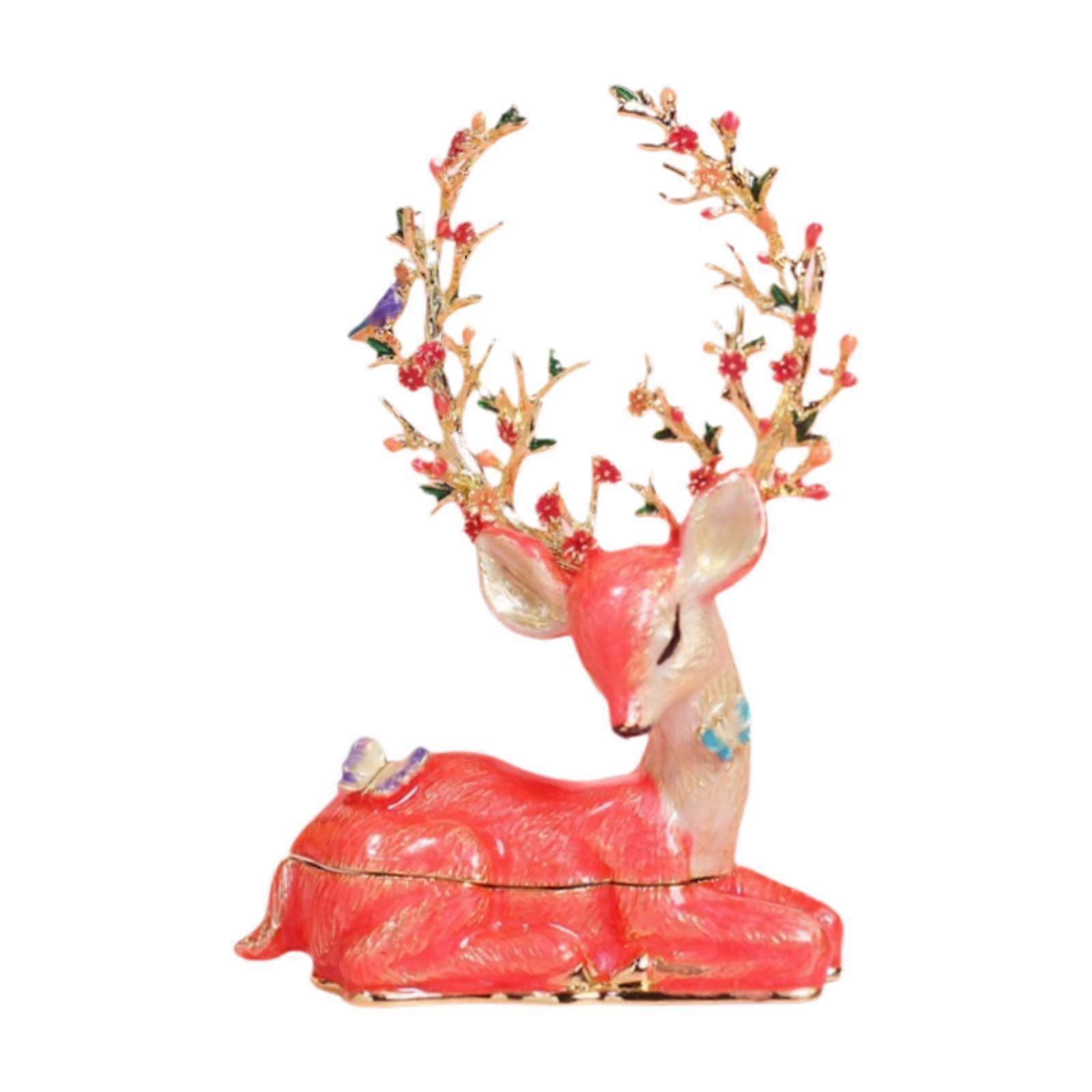 Emaye Mücevher Kutusu Elk Biblo Kutusu Hassas Modern Metal Hayvan Figürü