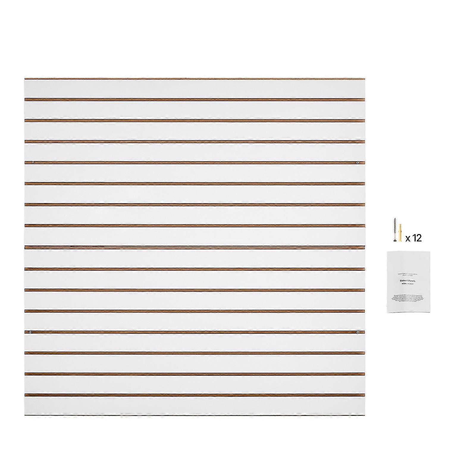Slat Wall Paneling, 4 x 4 ft MDF Garage Slatwall, Modular Design, White Adjustable Panel with Coupling Structure for Storage & Display