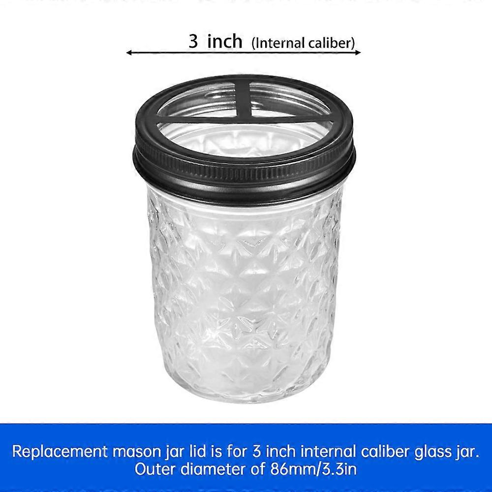 1Pcs Replacement Mason Jar Toothbrush Brush Holder Lids for 3 Inch Caliber Jars with 3 Compartment S