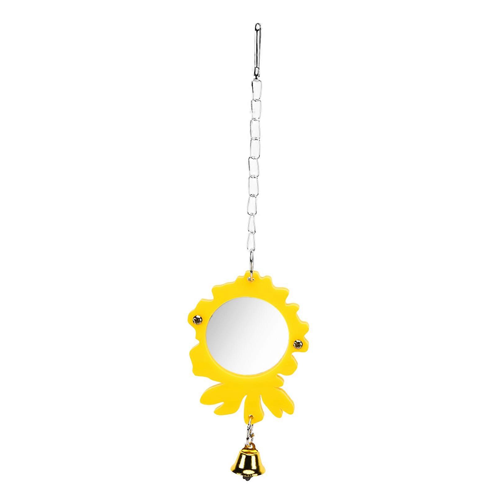 Parrot Toy Mirror Parrot Toy Cute Hook Design Mirror with Bells for Small Medium Sized Birds