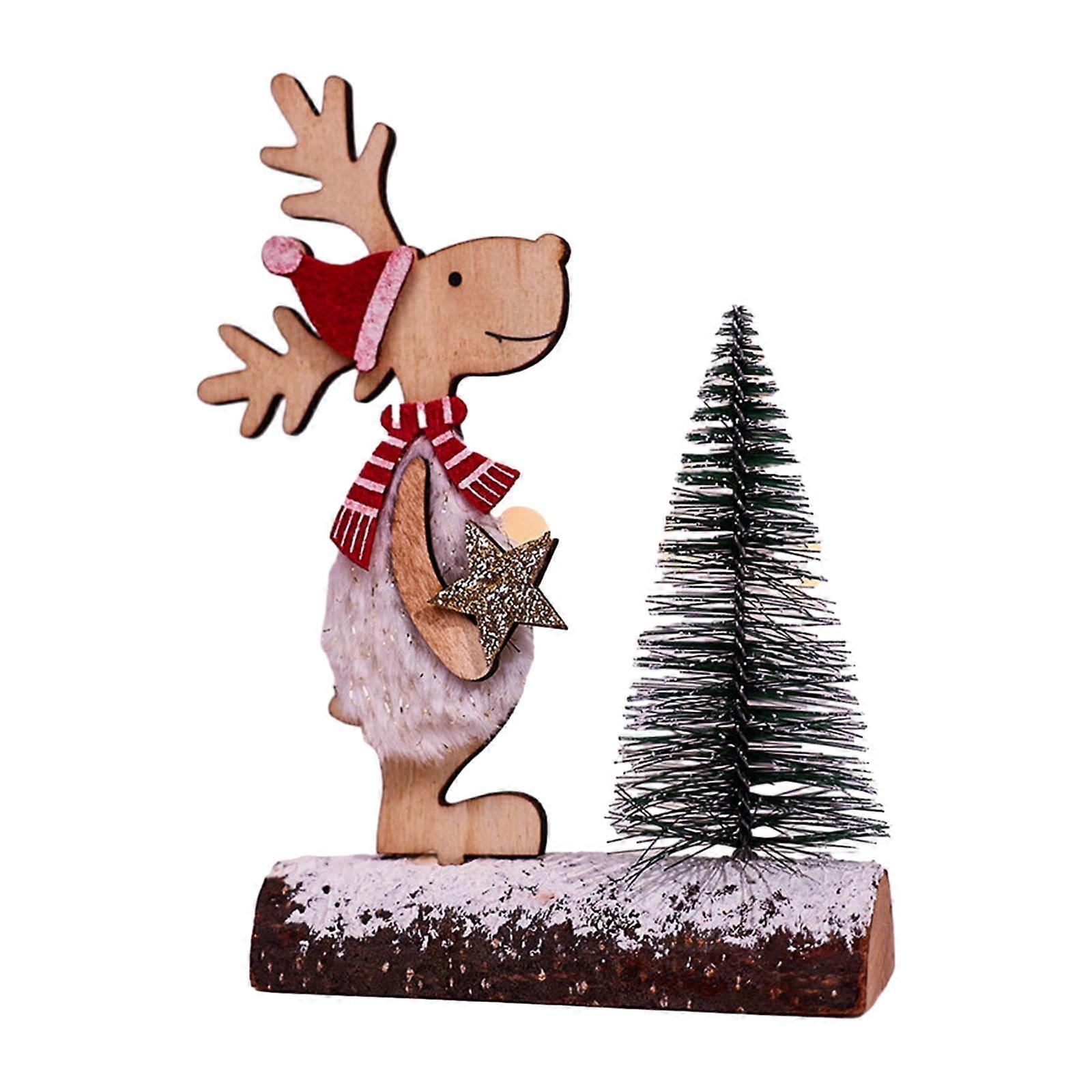 Décorations de table de Noël Rustique Elk Arbre de Noël Centres de table en bois