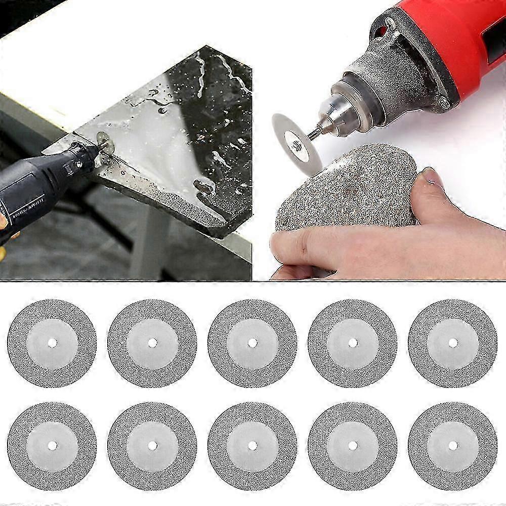 Dremel Compatible 30mm Diamond Cutting Discs for Stone Jade and Glass rotary Tools with Dual Mandrel and Power Attachments