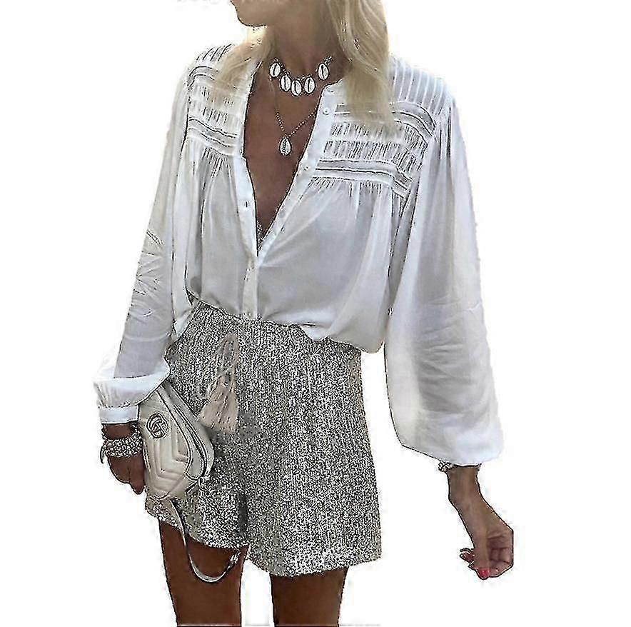 מכנסיים קצרים גבוהים במותניים גבוהים לנשים מכנסי נצנצים מזדמנים