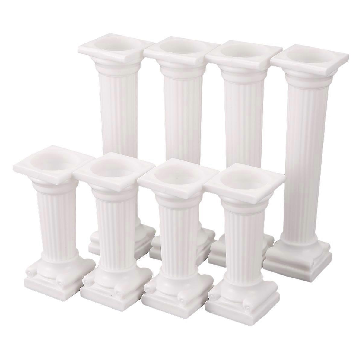 8Pcs/Set White Small+Large Plastic Cake Pillars