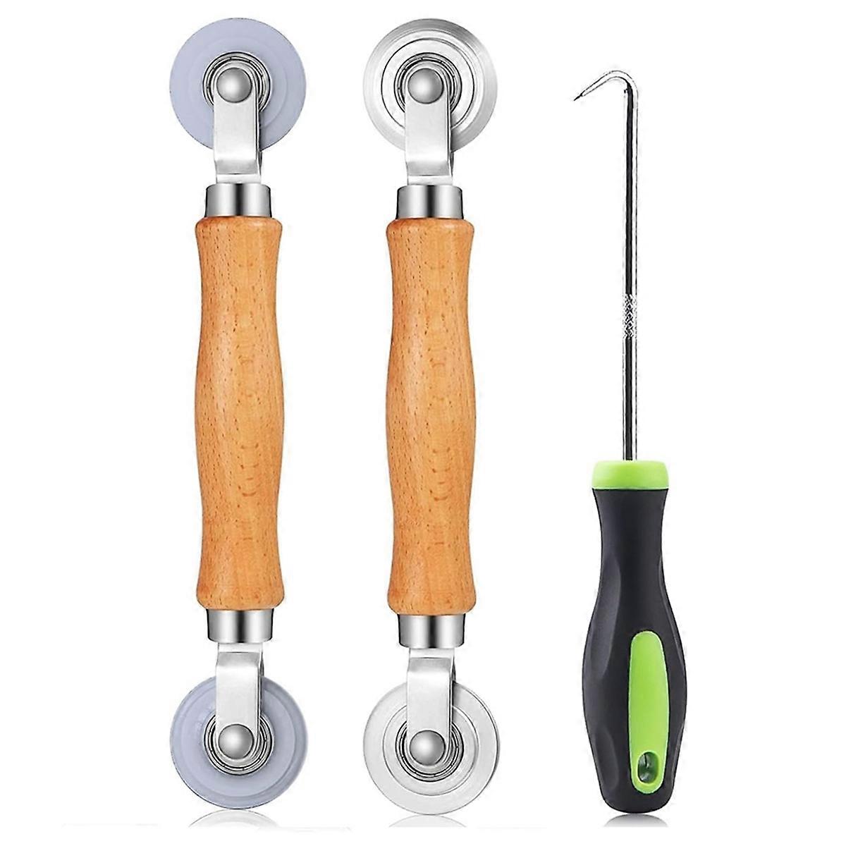 3 Piece Screen Tool Set, Window Screen Spline Roller Tool, Screen Pressure Changer Screen Door Repair Kit,