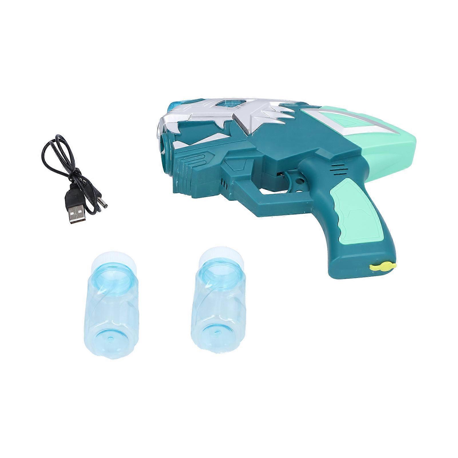 Dinosaur-Themed Bubble Gun USB Rechargeable Lithium Battery Music Light Effects Green Easy Operation Includes Batteries and Bubble Solutio