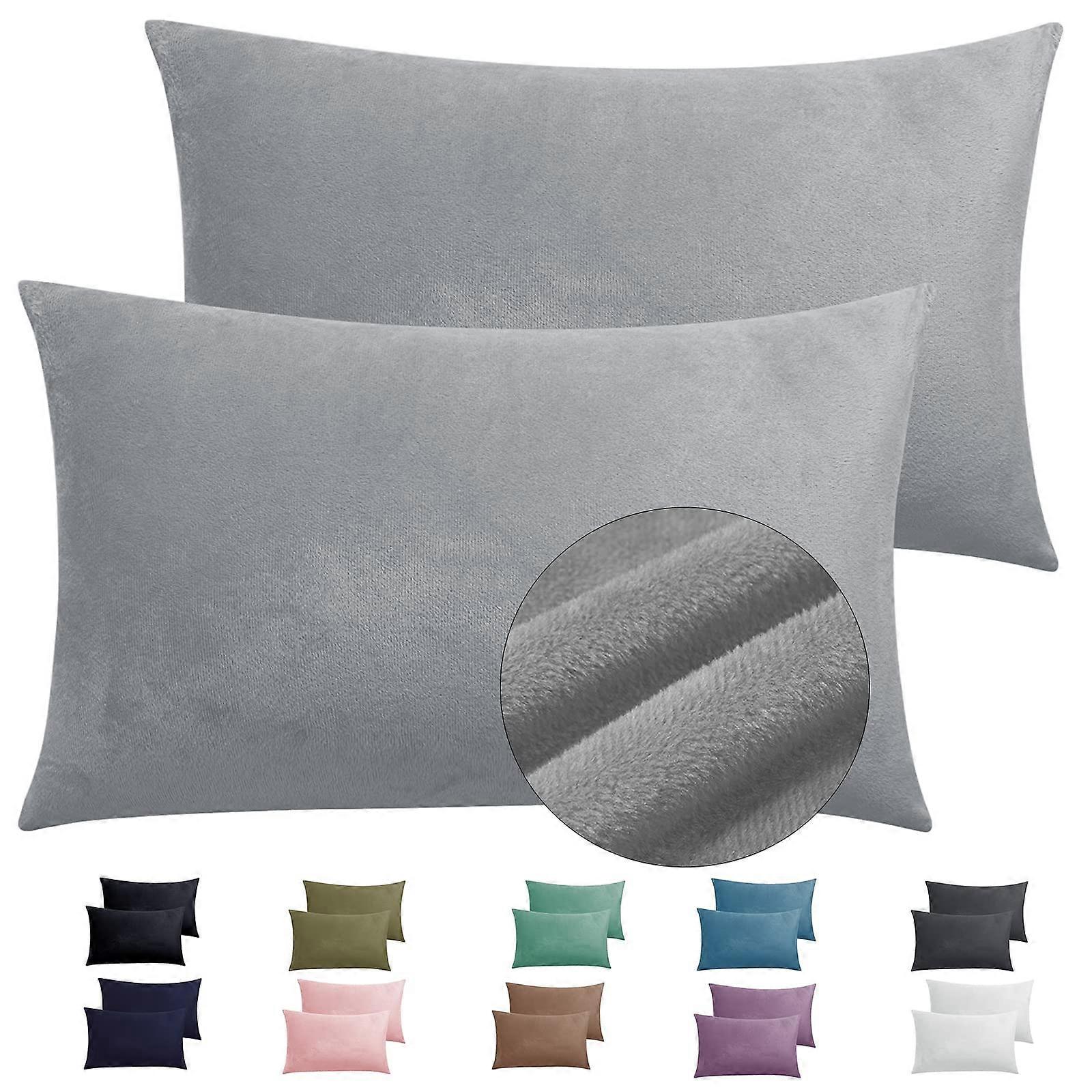 2 Pack Fuzzy Flannel Pillowcases 20x30 Inches Super Soft Cozy Luxury Bedding Set in Multiple Colors