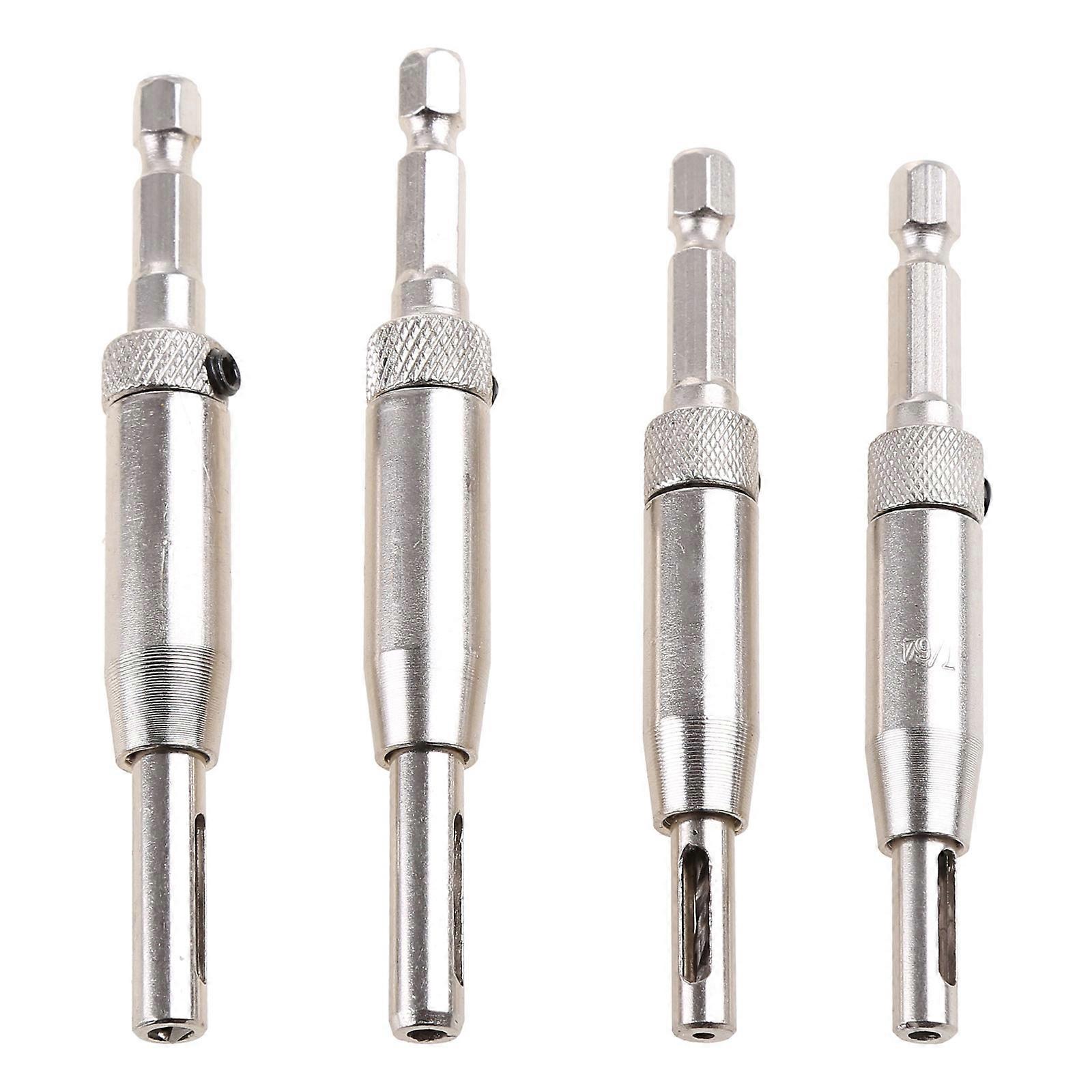 4pcs Self Centering Hinge Drill Bits tools Door Cabinet 5/64" 7/64" 9/64" 11/64"  Silver