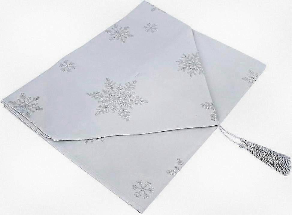 Elegant Snowflake Design Table Runner with Tassels, 78.7 Inch Dining Table Decoration.