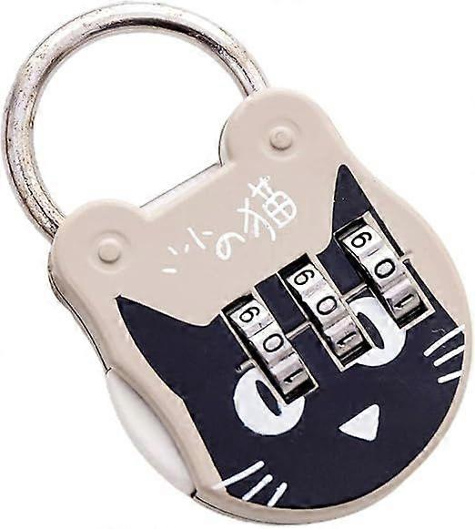 (Grey) Suitcase lock, portable combination padlock, easy to use cartoon cat suitcase combination padlock