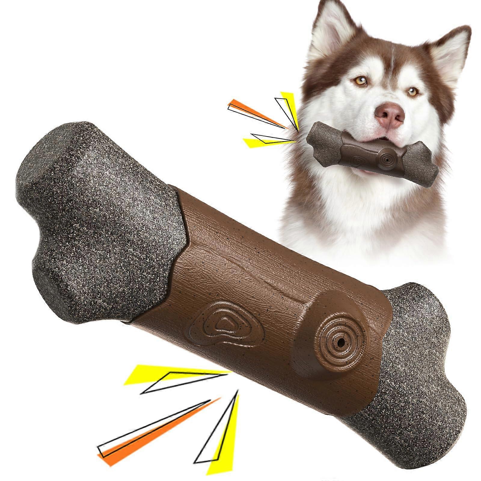 Dog Chewing Toy for Aggressive Chewers - Durable Long-Lasting Dental Cleaning Toy for Large and Medium Dogs in Brown