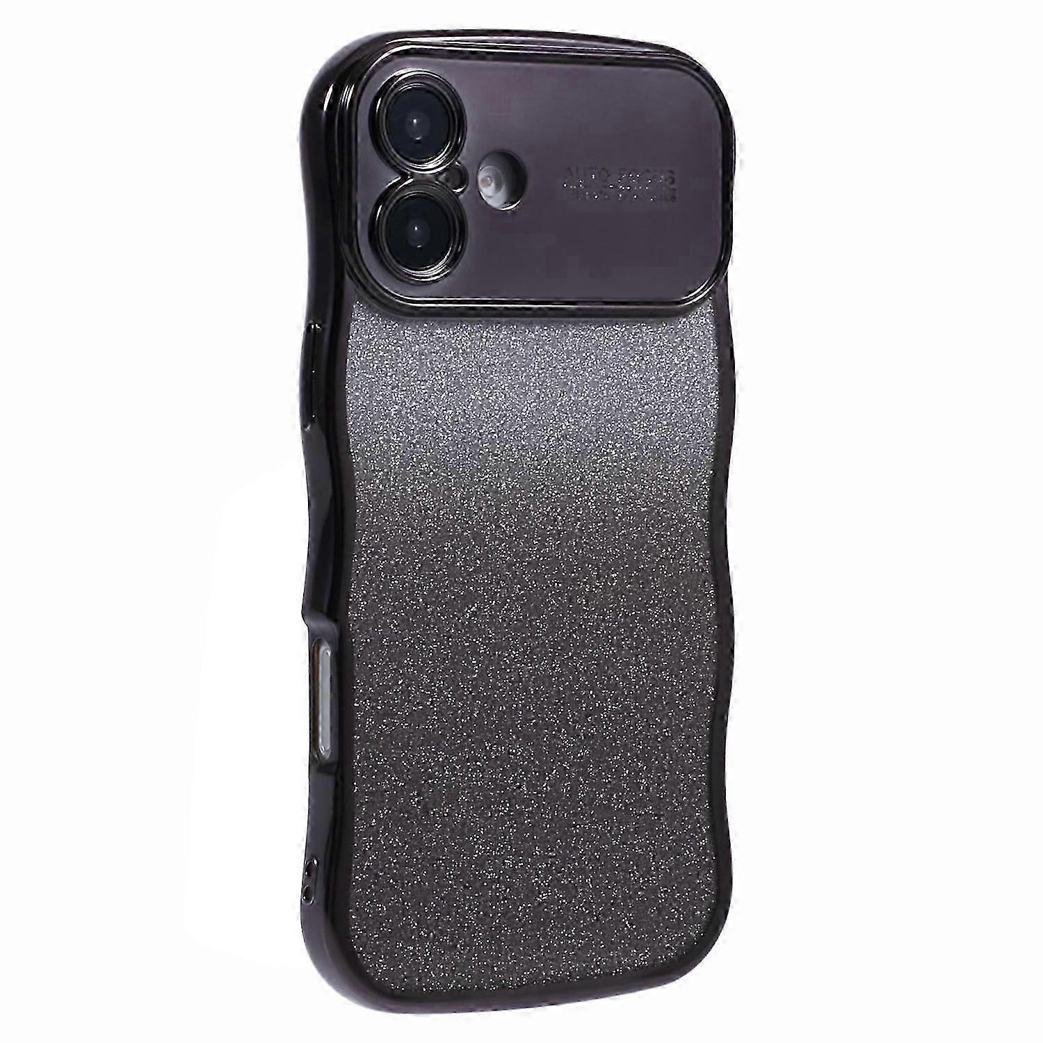 For iPhone 16 Case Gradient Glitter TPU Phone Cover with Electroplating Curly Frame