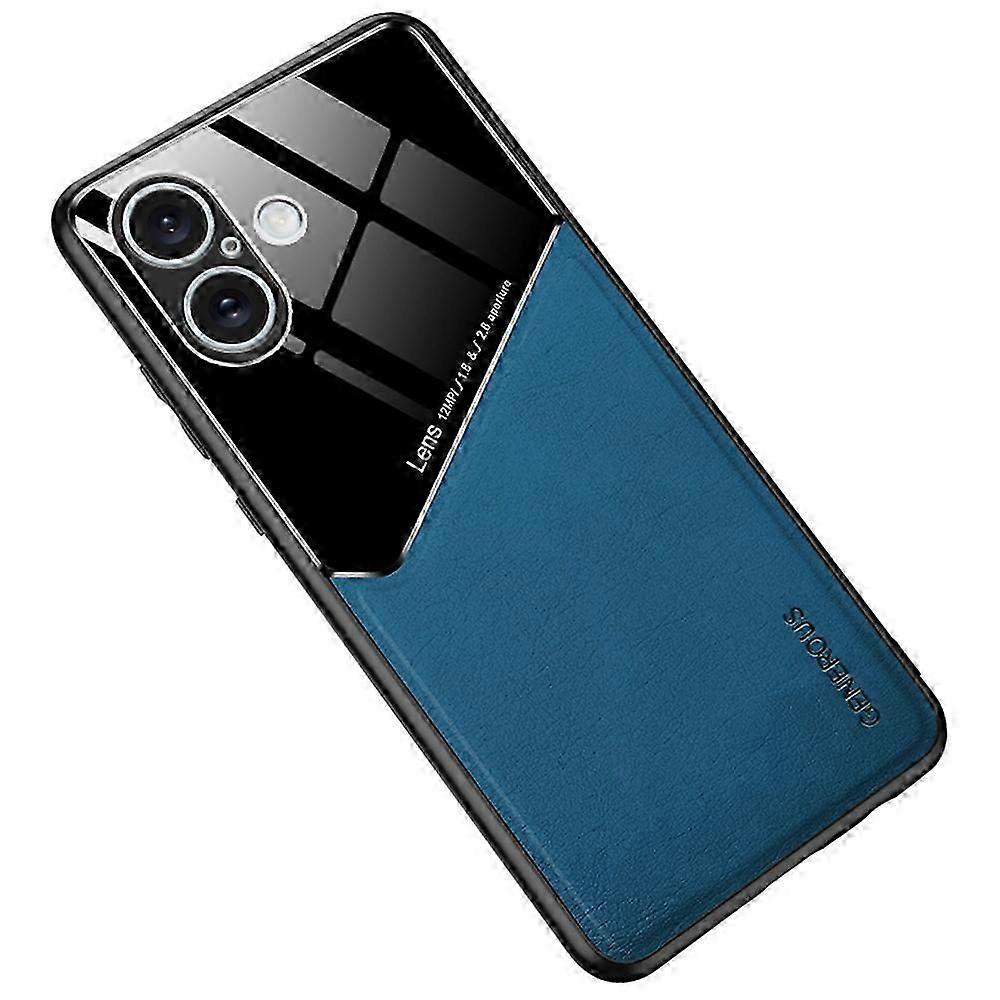 For iPhone 16 Case Leather Coated PC+TPU Phone Back Cover