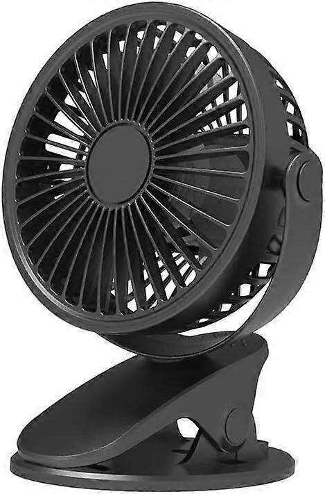 USB Clip Fan Mini Desktop Portable Silent 360-Degree Rotation Clip Fan For Strollers Black