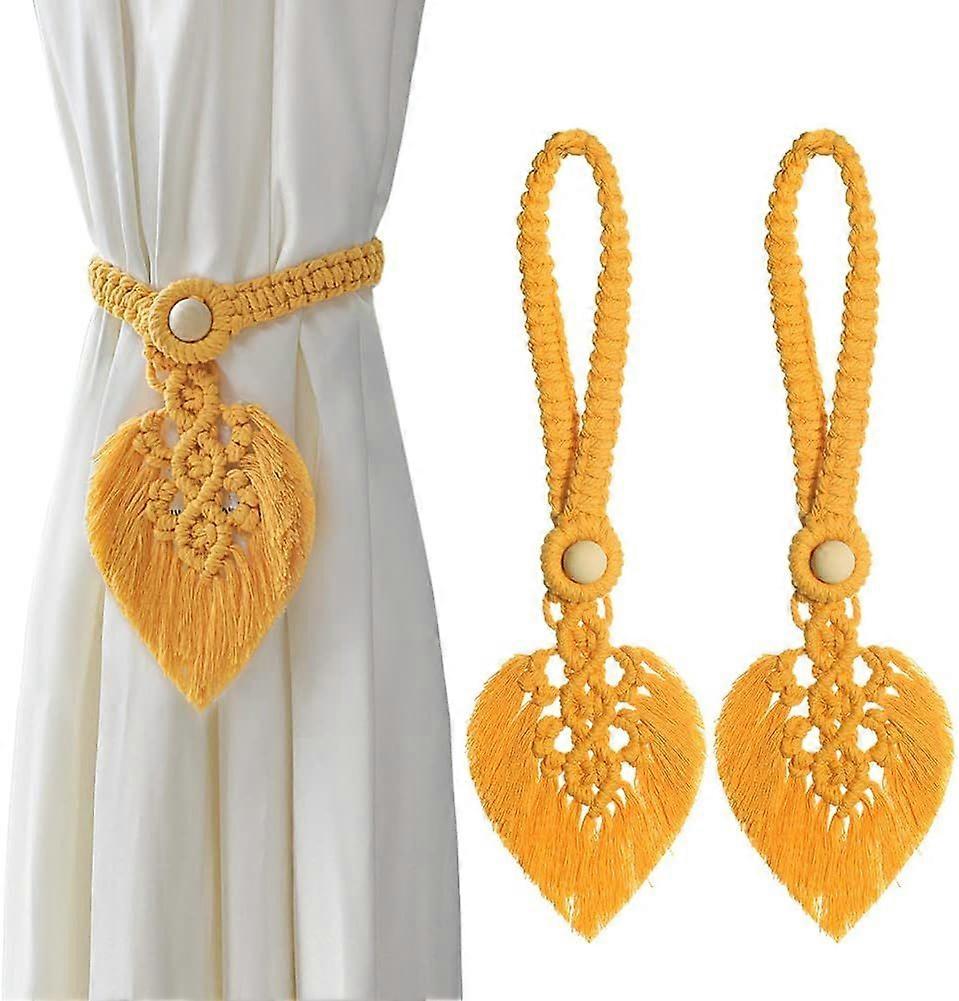Bohemian Style Leaf Curtain Tiebacks - 2 stk for stue soverom bad (gul)