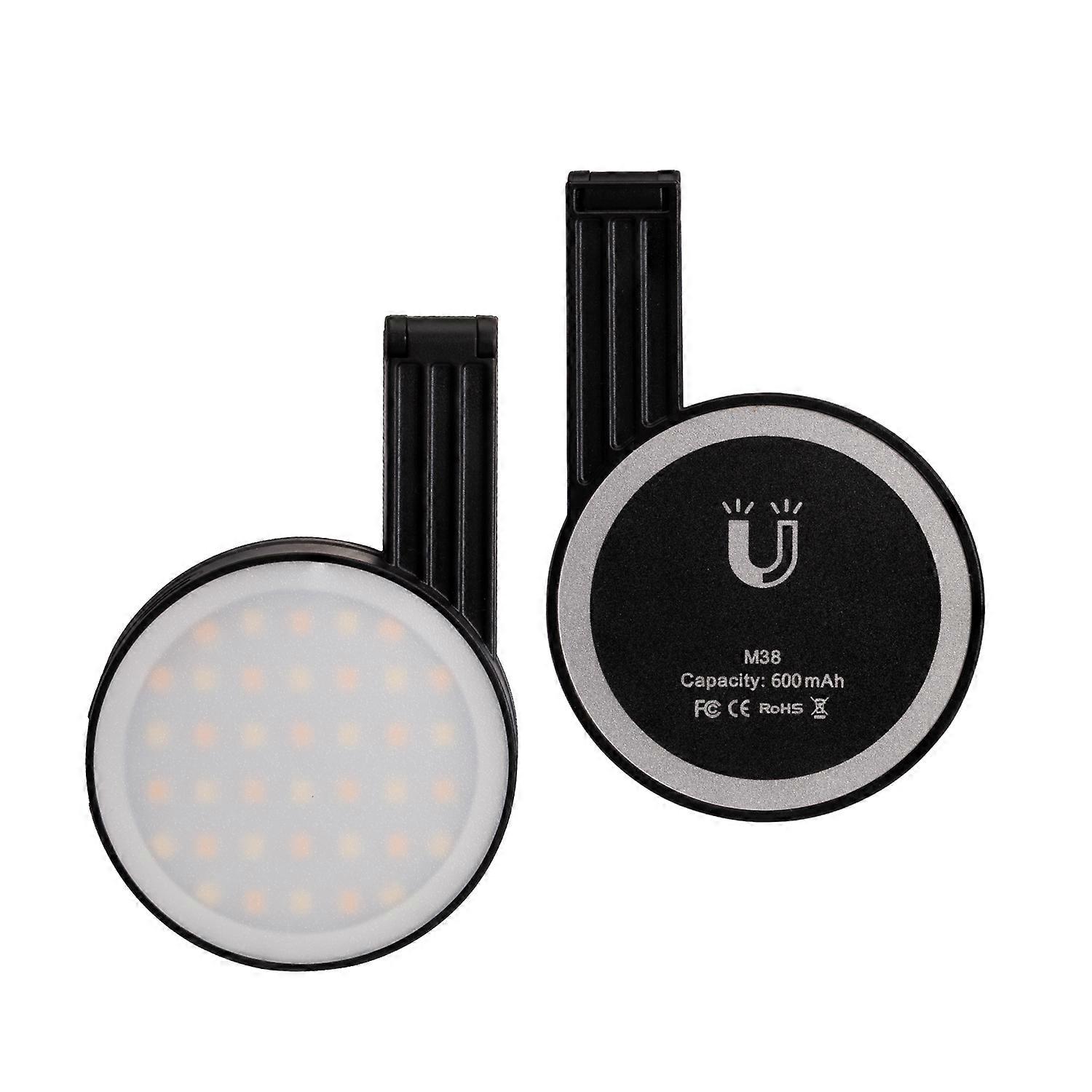 M38 Magnetic Dual-Color Video Light, 2500-6500K200K, CRI95+ Foldable Phone Light with Mirror for Vlog/Streaming