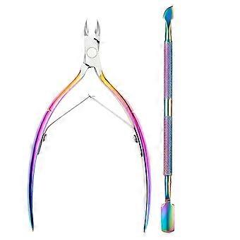 FABIYAN en acier inoxydable cisaillement de peau morte en acier pousser Nail Art Tool Set, spécification : Set 5 Set 5