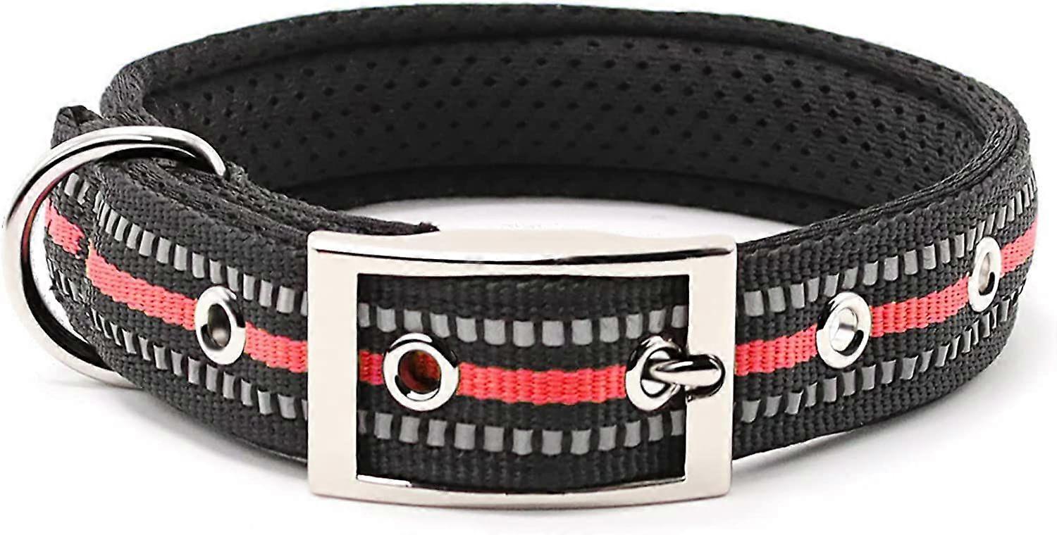 Metal Buckle Dog Collar With Reflective Or Color Adjustable For Medium To Large Breeds (L Size 2.5cm/0.9"W)