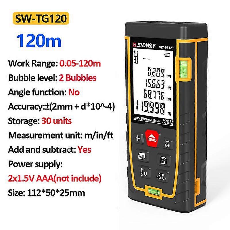 Digital Laser Tape Measure 50M 70M 100M 120M Laser Rangefinder Accurate Distance Meter Construction Tool Range Finder