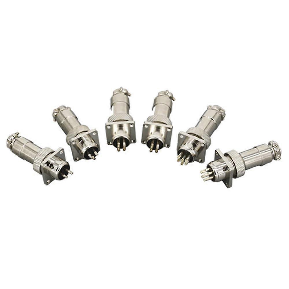 Aviation pl;/UG and Socket GX12-2/3/4/5/6/7P 12MM Square Flange Seat DF12 Series Aviation Column Connector(10 Sets,GX12-2P)