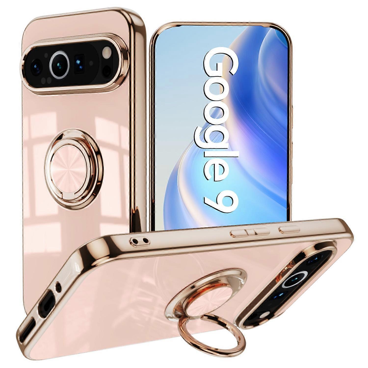 For Google Pixel 9/9 Pro Case Precise Cutouts 6D Electroplating TPU Phone Cover with Ring Holder
