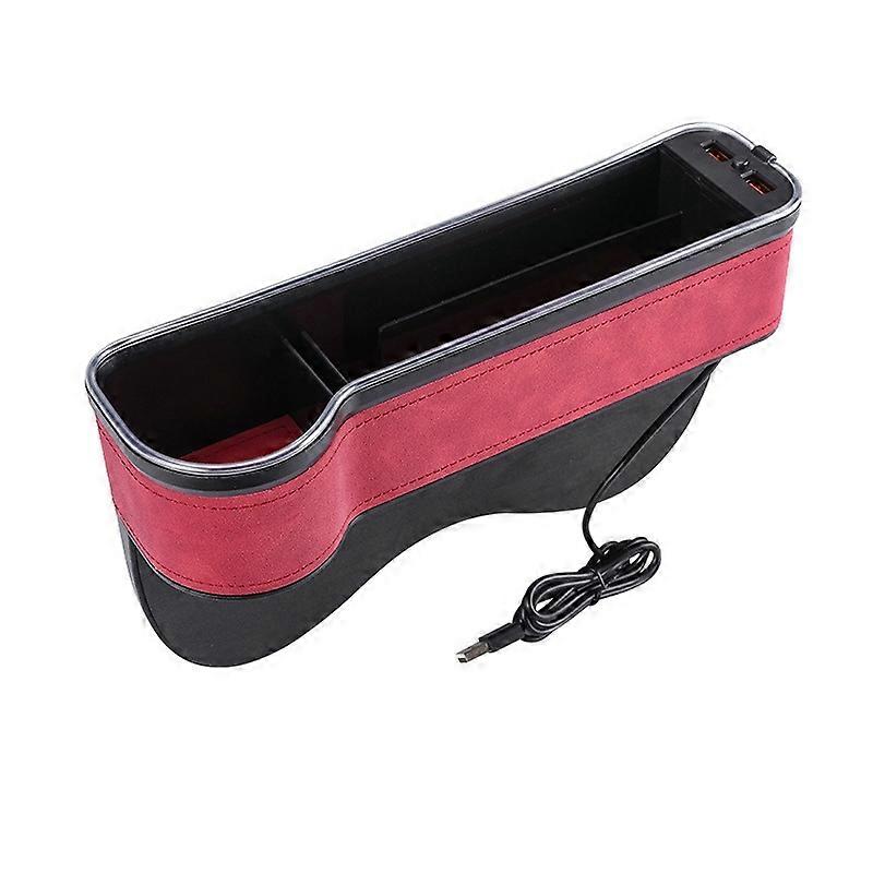 Car Central Control Seat Gap Storage Box with Dual USB Ambient Lights