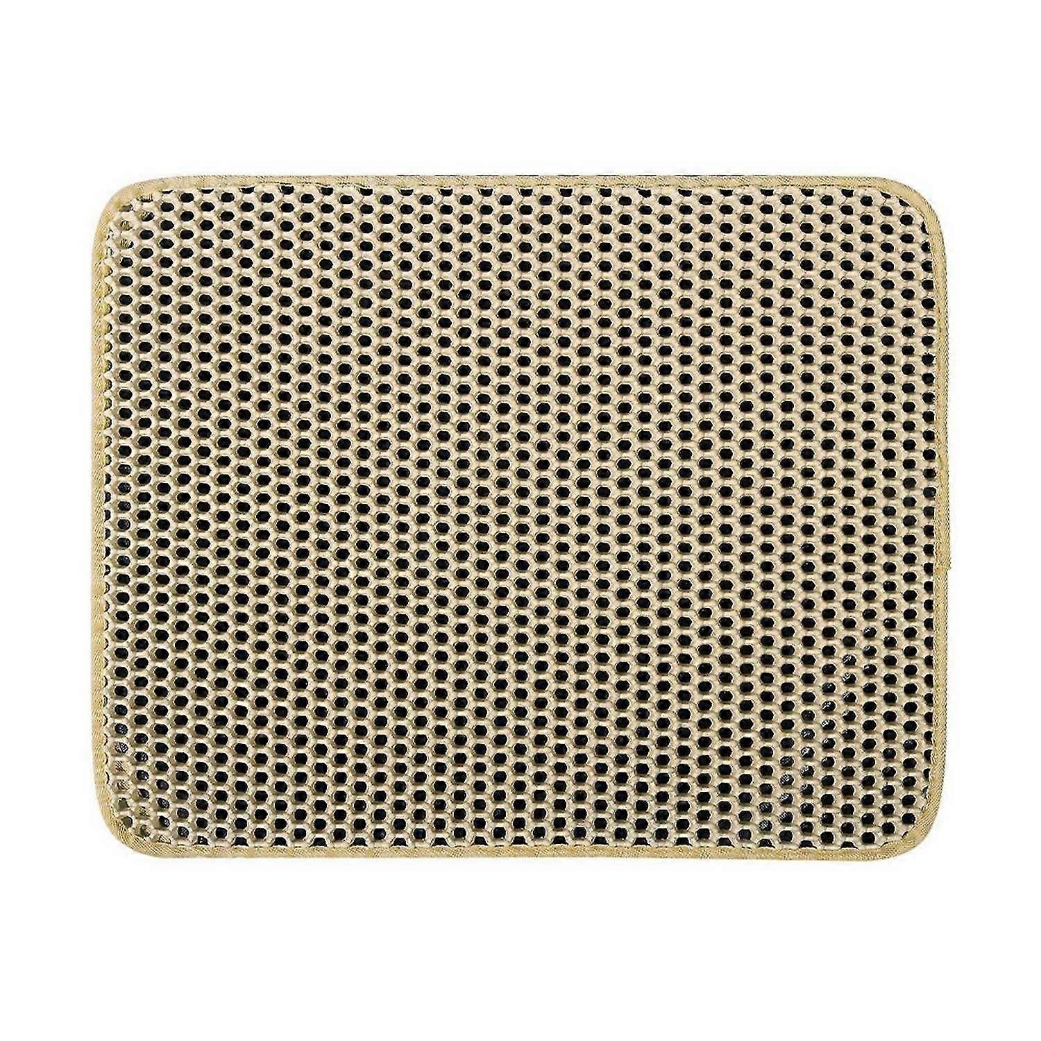 Breathable Cat Litter Mat Double Layer Structure Waterproof Worry-Free Easy Clean Pocket Design Floor Mat For Household Pets, S, Khaki