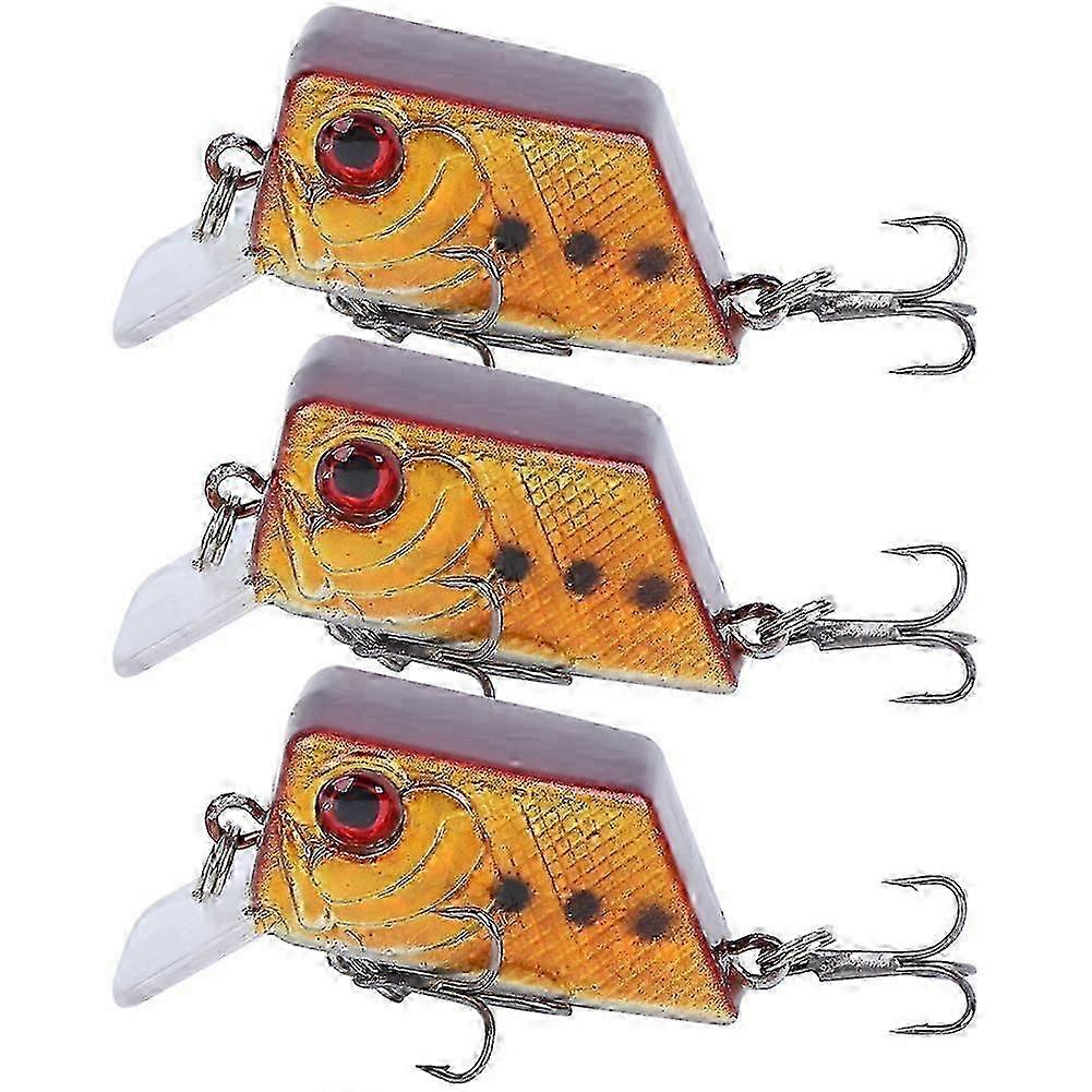 3pcs Cube Mini Bait Artificial Fish Lure Fishing Tackle Tool with Sharp Hooks5#