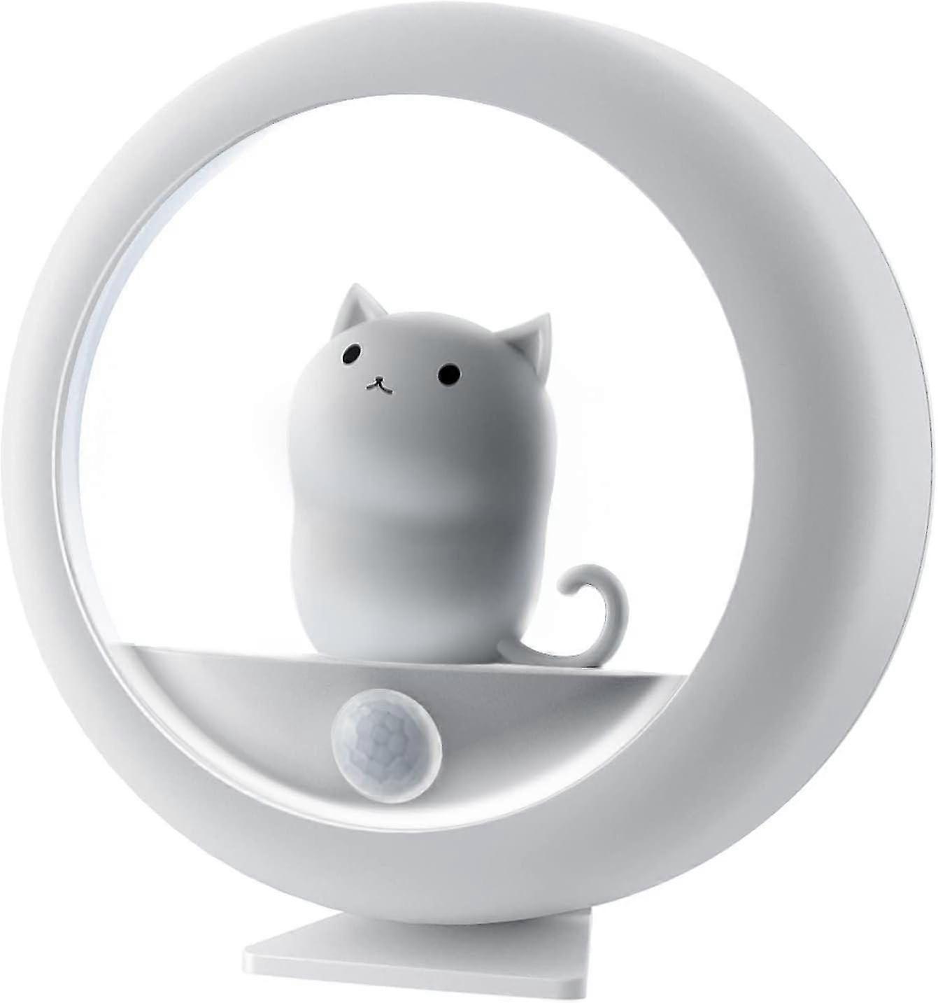 Adjustable Brightness Motion Sensor Night Light - Rechargeable Cat Lamp with Magnetic & Versatile Storage Options