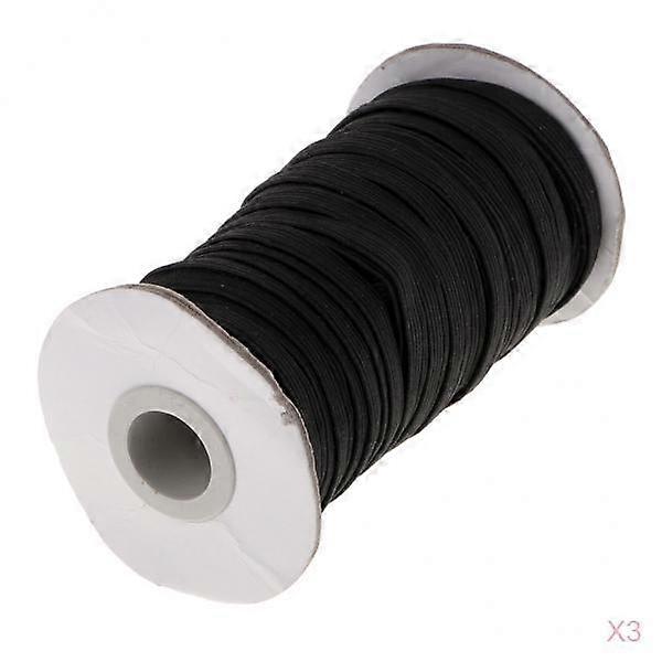 3 Rolls of Elastic Cord 6mm, Elastic Band for Sewing, Elastic Bands Flat,