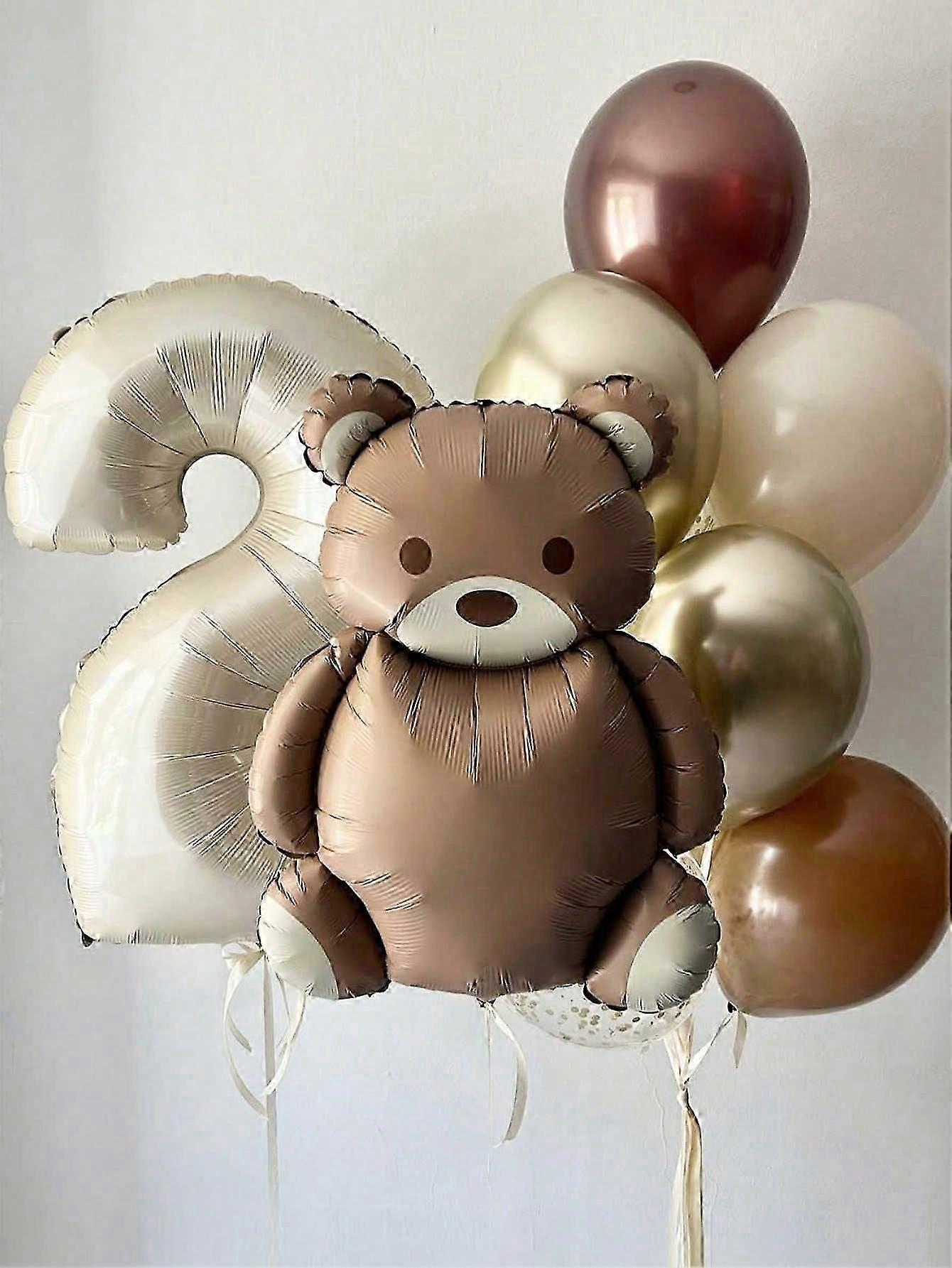 8pcs 40 pollici crema numero palloncini set con orsacchiotto per festa di compleanno laurea festa della mamma decorazione