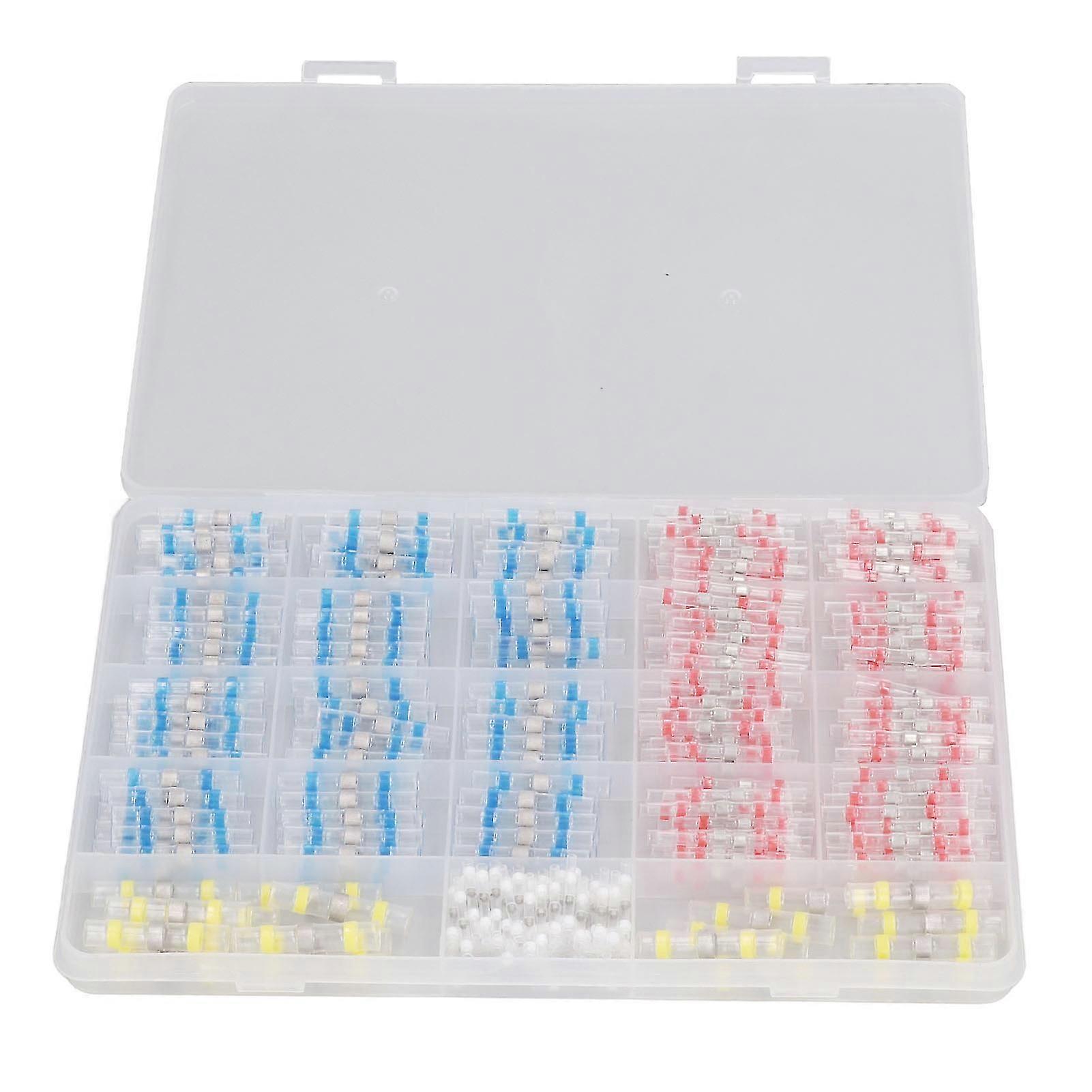 420Pcs熱収縮バットワイヤーコネクターセット半透明防水はんだバット配線端子キット