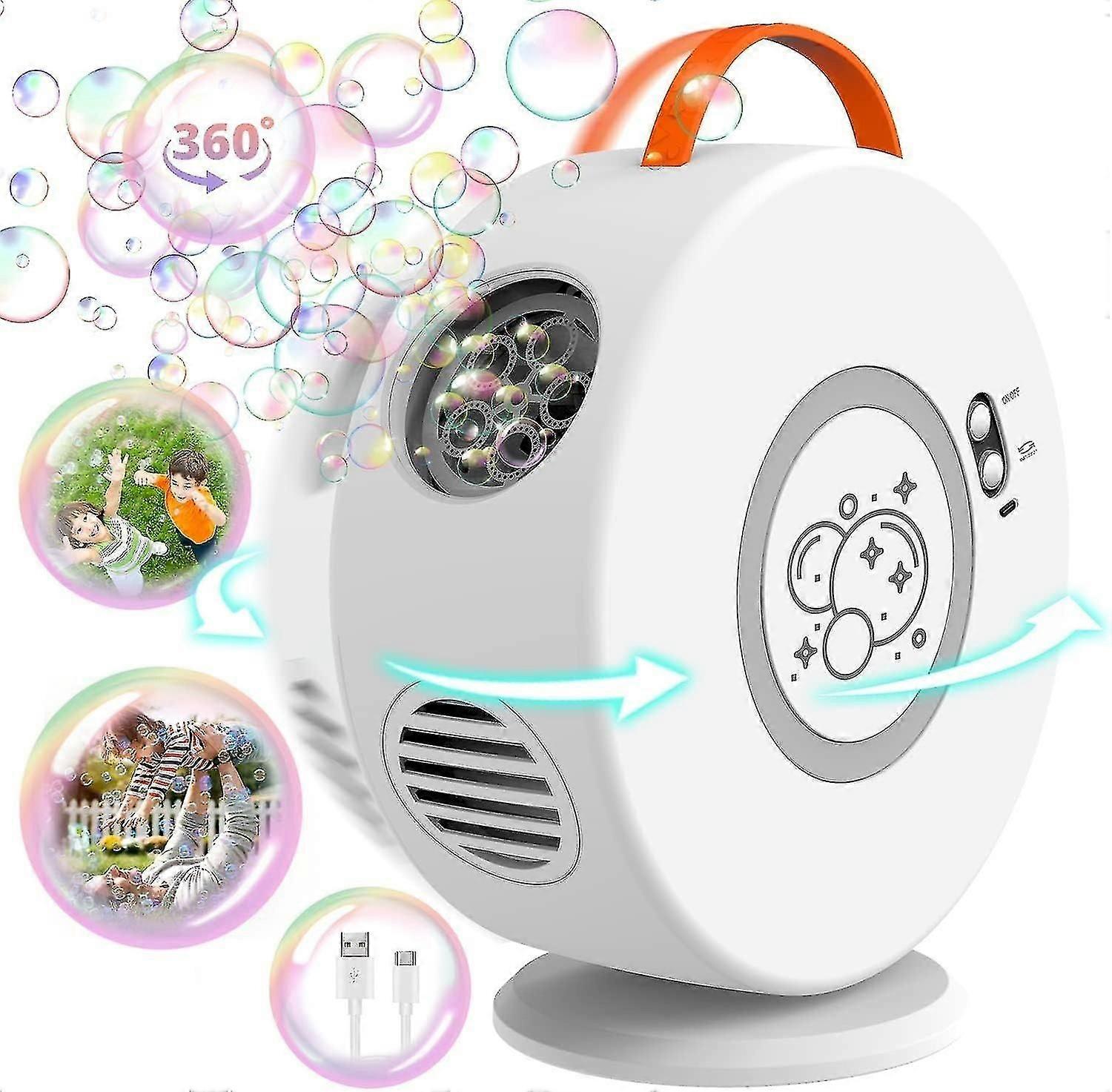 Bubble Machine Automatically Blows Bubbles Electric Bubble Machine Rotates 90/360 Usb Charging For C