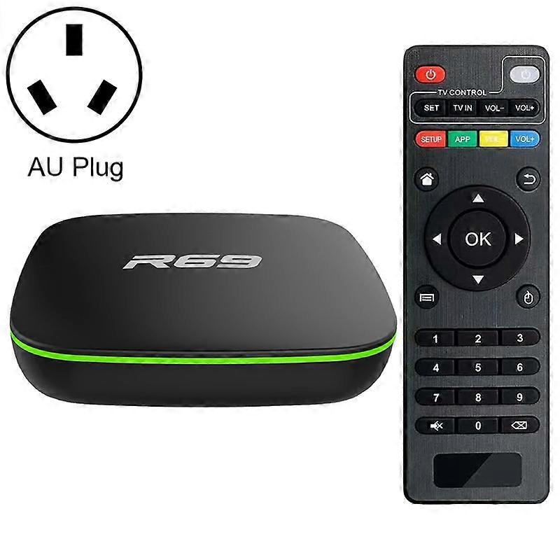 R69 1080P HD Smart TV BOX Android 4.4 Media Player wtih Remote Control, Quad Core Allwinner H3, RAM: 2GB, ROM: 16GB, 2.4G WiFi, LAN, AU Plug