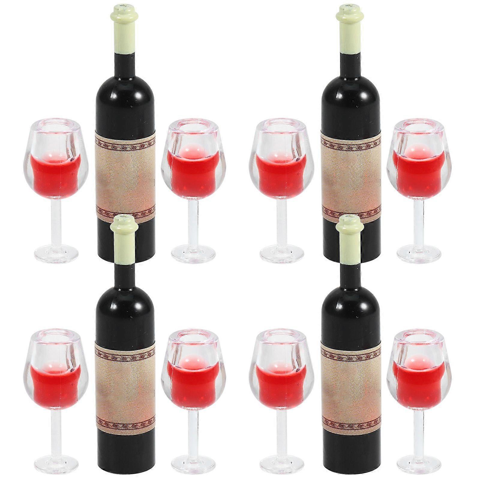 4 Sets Mini Wine Bottles Champagne Cups Mini Liquor Bottles Miniature Wine Goblet Cups