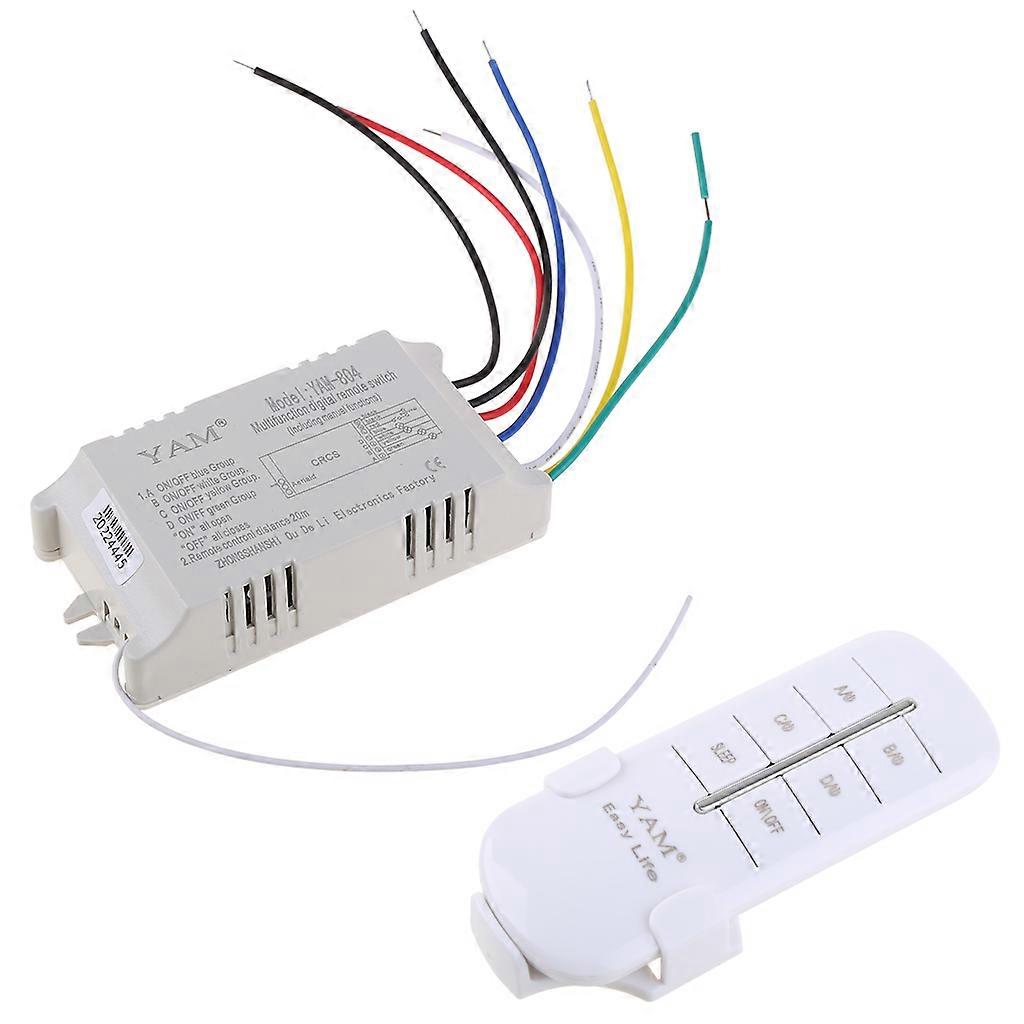 4 Way ON/OFF 220V Wireless Receiver Lamp Light Remote Control Switch  White