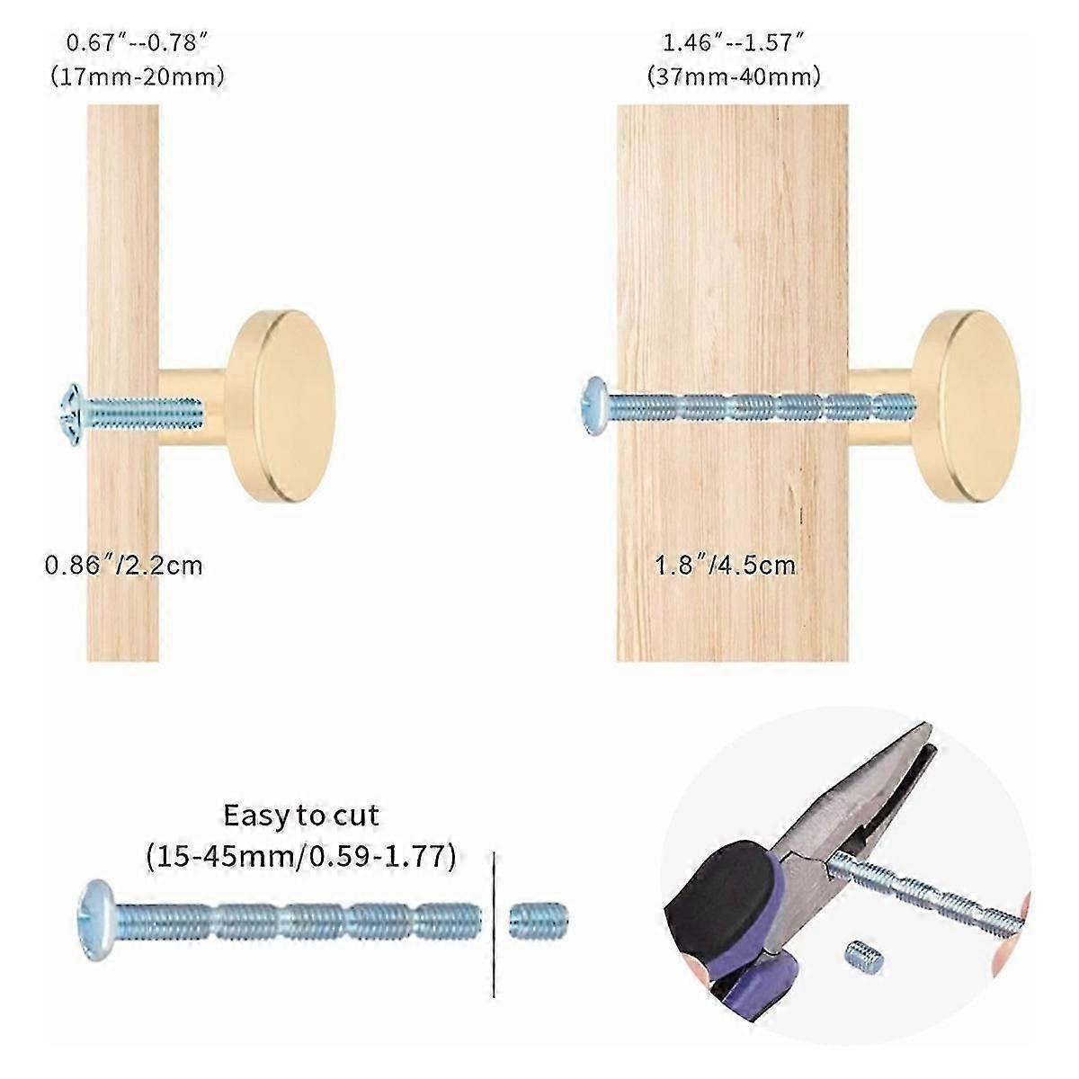 Gold Cabinet Knobs - 8Pcs Brushed Brass Round Pulls Handles