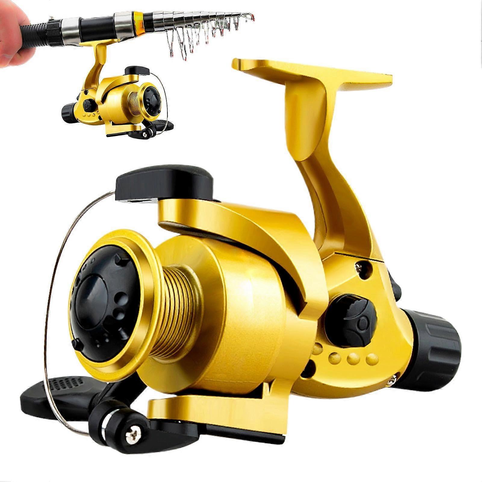 Fishing Reel Rotating Gold, Lightweight Freshwater Reel with Smooth Drag, Ergonomic Handle, Durable Design for River and Stream Fishing