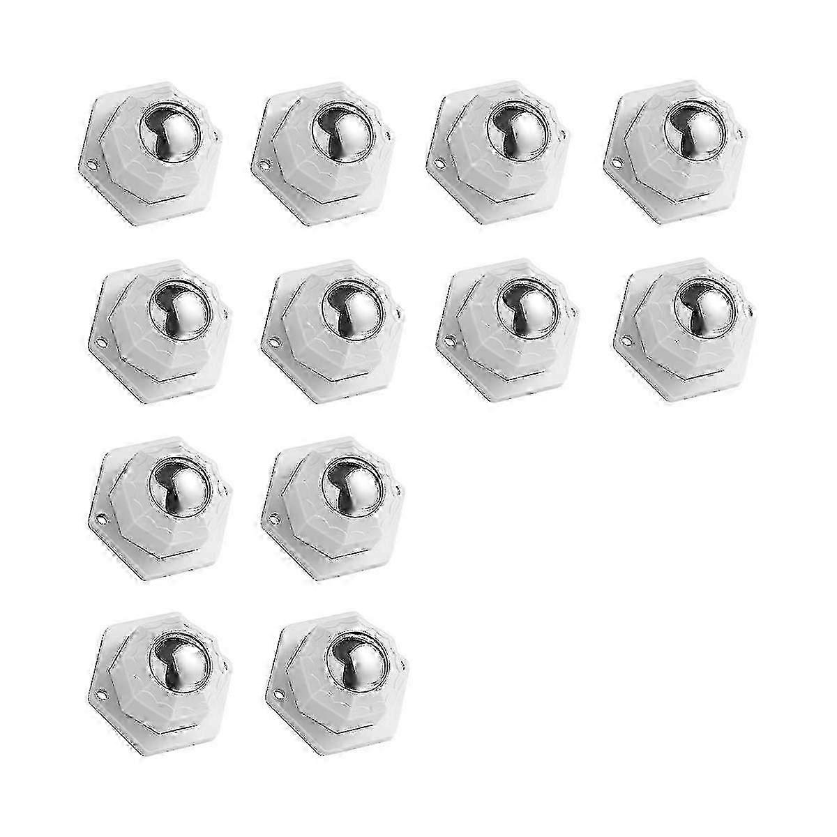 Mini Caster Wheels for Small Appliances, Self Adhesive Rollers, Stainless Steel Casters (12 Pcs, White)