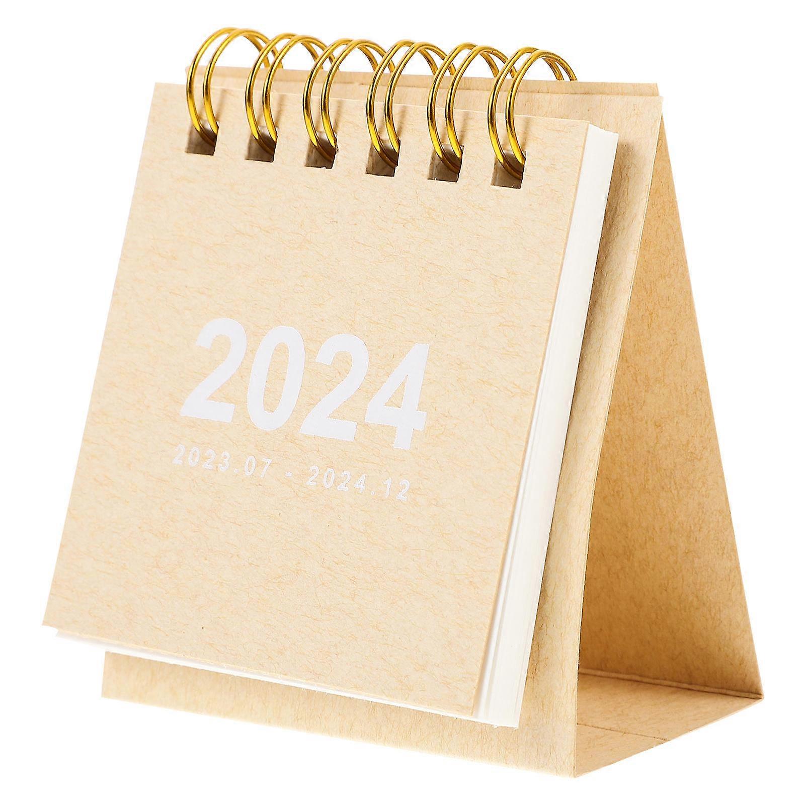 Mini Desk Calendar Flip Desktop Planner Coil Binding Thick Monthly Organizer Portable Tabletop Schedule Reminder for Office Home Classroom