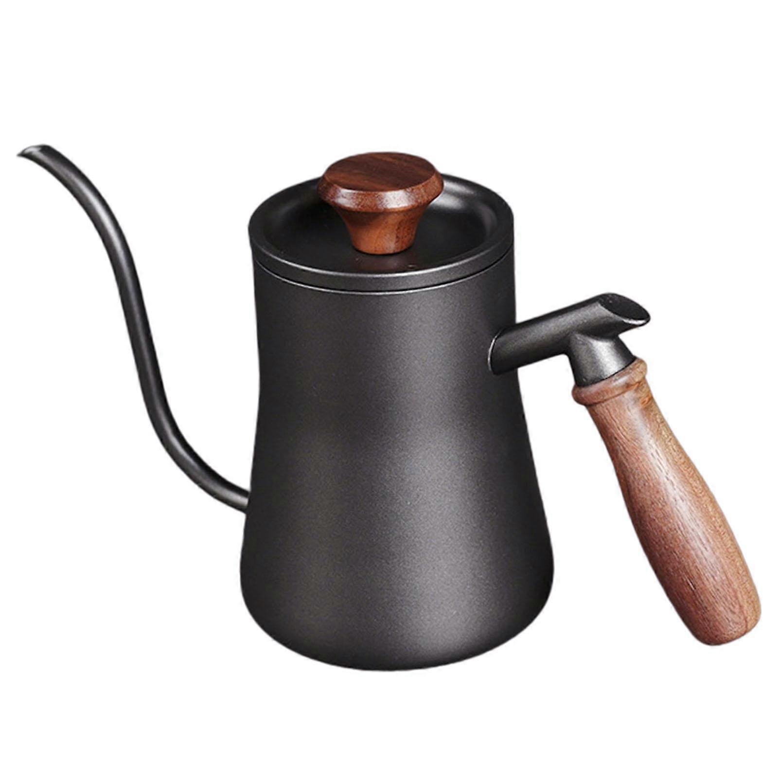 Drip Kettle Wooden Handle Espresso with Long Spout Gooseneck Kettle, for Office