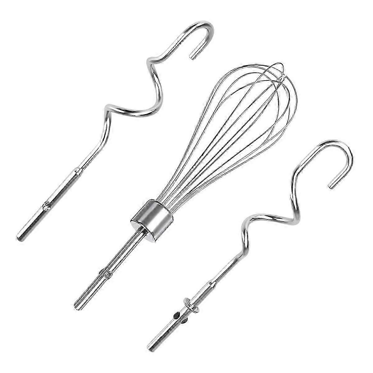 3Pcs Replacement Whisk & Dough Hook Attachments for Hand Mixers Beaters Set