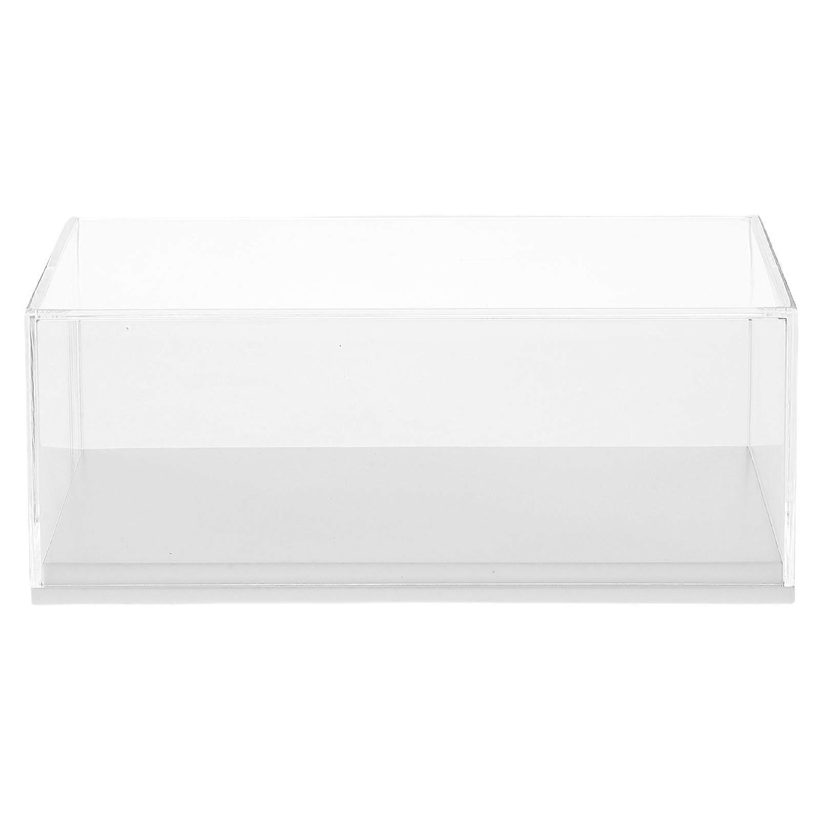Acrylic Display Case with Large White Base for Scale Model Cars Dustproof Storage Box for Collectibles and Vehicle Models